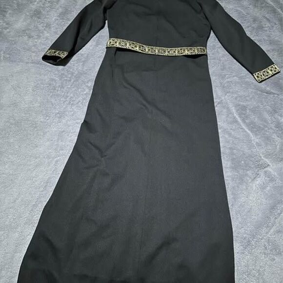 Vintage 1970s Caron Chicago Black/Gold Abaya Kaftan (RARE FIND) - Picture 5 of 7